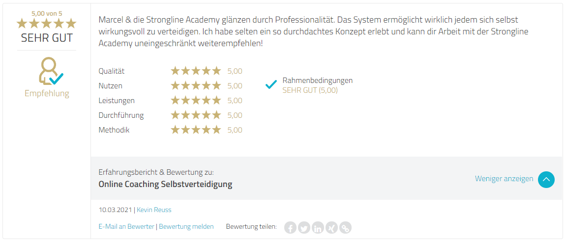 Proven Export Bewertung Selbstverteidigung Online Coaching - Marcel Descy