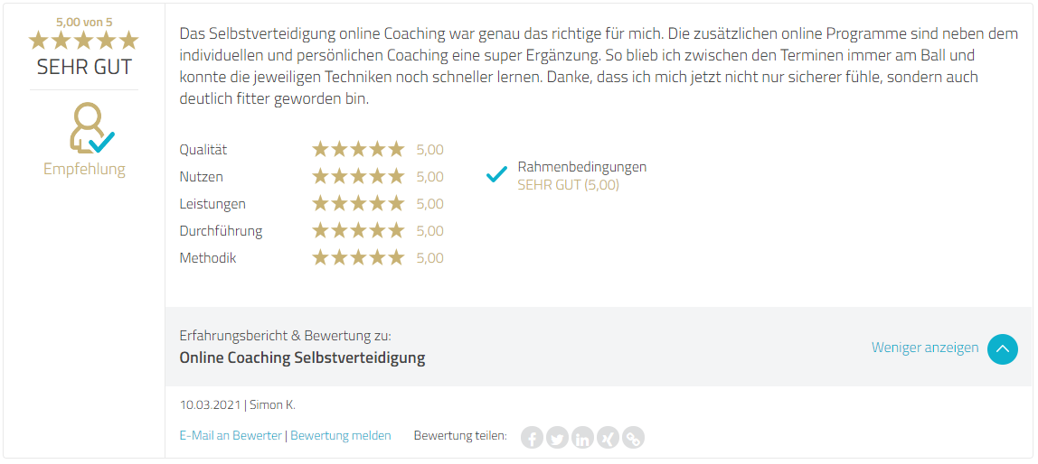 Proven Export Bewertung Selbstverteidigung Online Coaching - Marcel Descy