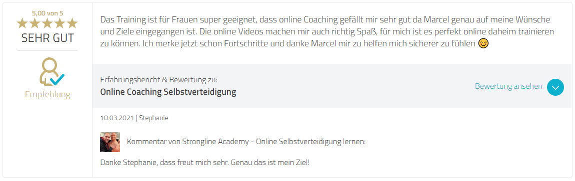 Proven Export Bewertung Selbstverteidigung Online Coaching