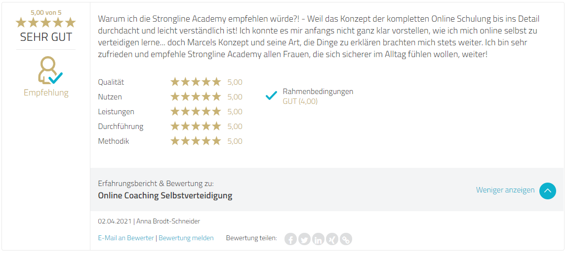 Proven Export Bewertung Selbstverteidigung Online Coaching - Marcel Descy